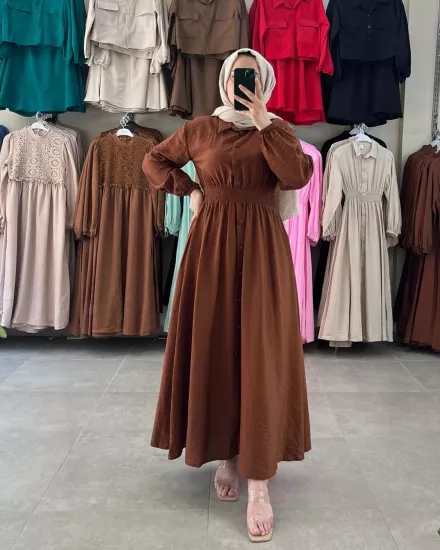 Pamuk Keten Tesettür Elbise Büyük Beden | Moda Ceyda